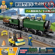 Tàu Lửa Xanh Lục 356 Chi Tiết Chạy Pin Cực Đẹp City Đồ Chơi Lắp Ráp Xếp Hình Kazi MOC DIY