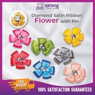 10 PCS Satin Bunga Riben Diamond With Pin Reben  Doorgift Bunga Penangga Bunga Riben Kecil / F1306P