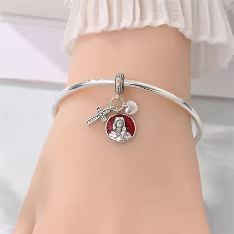 Religious Jesus Cross 925 Sterling Silver Holy Bible Scriptures Pendant Fit Original Charm Bracelets