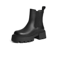 Red Dragonfly Chelsea Boots Womens Autumn New Thick Bottom Heightening Boots Casual Short Tube High 