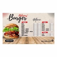 Sticker Gerai Menu Burger UV Print PVC Waterproof