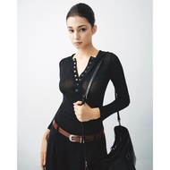 67PERCENT / 67% Black Cotton Long Sleeve Hooded T-Shirt - PAPER HOOD LONGSLEEVES