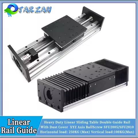 Heavy Duty Linear Slide Table HGR20 Double Guide Rail Ballscrew Linear With Dust Cover SFU2010/2005 
