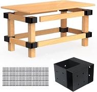 Heavy Duty Workbench Bracket Kit – Set of 8 Steel 3-Way Brackets for 4x4 and 2x4 Lumber, Ideal for D