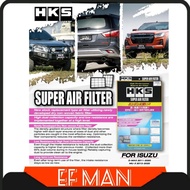 💯 ORI HKS SUPER AIR FILTER ISUZU DMAX MUX 1.9 2.5 3.0 2013-2025 ANGIN CLEANER BLUE POWER