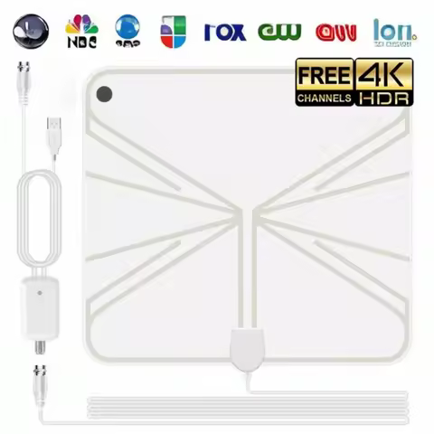 Digital TV Antenna with High Gain, 4K DTV Box Plug EU 5000 Miles Booster, Active Internal Antenna, H