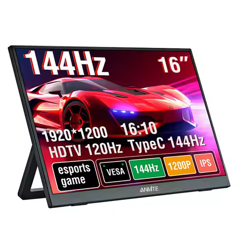 16' Portable Monitor 144Hz/120Hz 1920*1200 Resolution, 300Cd/m² Brightness, Suitable for Laptops, Mo