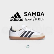 👟adidas Originals SAMBA OG x Sporty&amp;Rich 聯名款 白底黑線條/白黑配色 男女通用鞋款 運動休閒鞋 HP3354