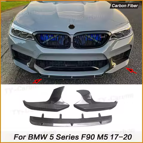 Real Carbon Fiber Front Bumper Lip Upper Side Splitter Canard Trim For BMW 5 Series F90 M5 Car Bodyk