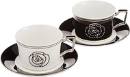 Noritake P93687/4867-12 Noritake Cup &amp; Saucer (Color Changing Pair Set) (Both Coffee and Tea) 240cc Aidan 2 Guests White/Black Bone China