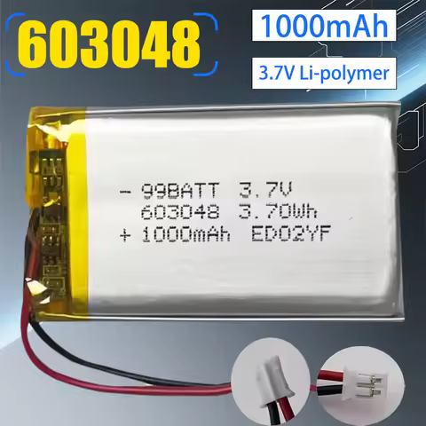 603048 Li-Ion Battery 3.7V 1000mAh Lithium Polymer Rechargeable Battery 603050 for LED Emergency Lig