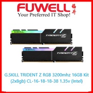 G.Skill Trident Z RGB 3200mhz 16gb Kit (2x8gb) F4-3200C16D-16GTZR DDR4-3200 CL16-18-18-38 1.35V