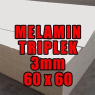Melamin Putih Glossy Ukuran 60x60 cm Papan kayu Triplek 3mm spare