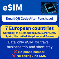 Europe Travel eSIM Card for UK France Germany Italy Spain Portugal Netherlands QR Code Sent via Emai