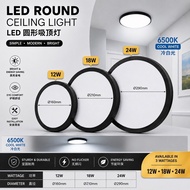 LED Round Ceiling Light 12W 18W 24W 6500K Cool White Black Round LED