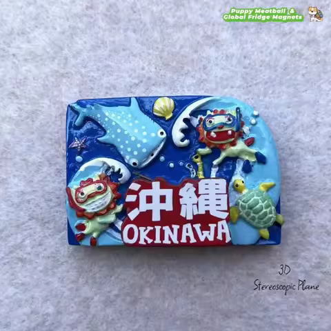 Japan Okinawa Travel Souvenir Magnetic Refrigerator Magnet High-end Creative Cultural and Creative 3