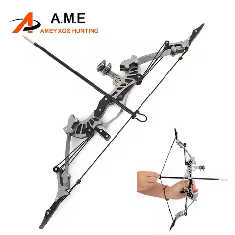 16lbs Archery Mini Compound Bow Small Pulley Bow Stainless Steel Leisure Decompression Shooting Ente