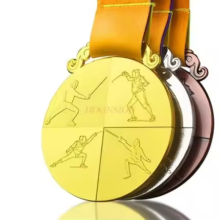 Fencing medal, martial arts gold medal, honor medal, club champion souvenir medal
