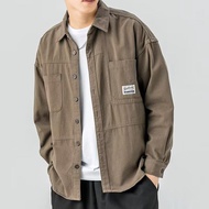 blouse Men Casual Shirt jacket Cotton 2023 New Japanese cargo Jacket Plus Size Trendy Handsome Stude