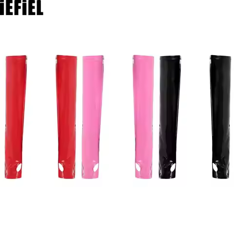 Womens Glossy Patent Leather Fingerless Long Gloves for Cosplay Party Club