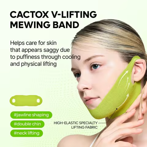 1/5/20pcs V Line LIFTING MEWING BAND with Cactus Cooling Reduce Puffiness & Pore Tightening for Visi