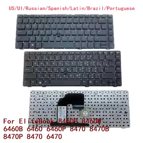US UI Russian Spanish Latin Brazil Portuguese Keyboard For HP EliteBook 8460P 8460W 6460B 6460 6460P