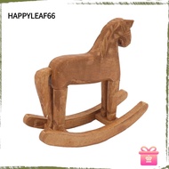 HAPPYLEAF Wooden Rocking Horse Ornament, Pine light brown Tabletop Trojan Horse Decor, Meaningful Wo