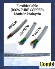 POWER 100% PURE COPPER PVC FLEXIBLE CABLE 3 CORE WITH SIRIM 70/0.193X3C-PURE GREY