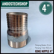 King Nipple Drat 4.00" Galvanized | 4 Inch Nipple Hose Connection | King Nipple Hose 4"
