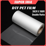 DTF Pet Film Roll 30cm x100 meter Double Side Matte DTF Heat Transfer Film Roll 白墨烫画膜