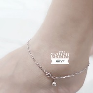 Anklet Toscano ChainWanita 925 Silver Plated White Gold - Authentic 925 Anti-Rust Elegant Silver Ank