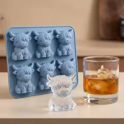 Ice Molds Silicone 6 Cavity Cute Cow Shaped Chilling Cube Making Tool Ice Molds for Whiskey for Cock