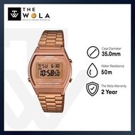 (2 Years Warranty) Casio Vintage Digital Watch B640WC-5A Rose Gold Stainless Steel Band Unisex Watch