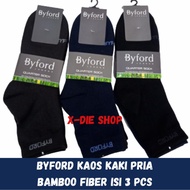 BYFORD Men's Socks, 3 Pcs Antibacterial Bamboo Fiber Quarter