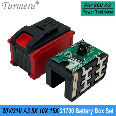 Turmera 20V A3 Screwdriver Battery Case 5X 10X 15X 21700 Battery Holder with 40A BMS for Replace 18V