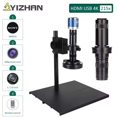 YIZHAN 215X 4K HD Digital Microscope Imx415 HDMI Camera USB-C Output Zoom Lens Remote control Comput