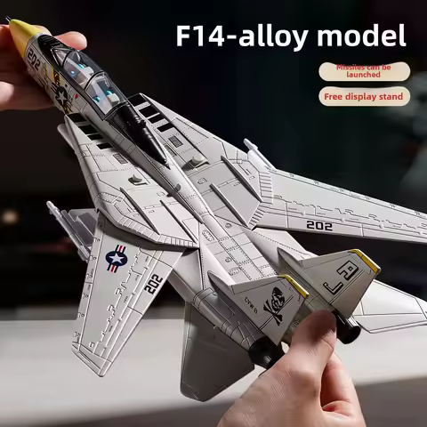 1:72 Scale F-14 Tomcat Fighter Jet Model - White & Black ABS Plastic Aircraft With Detailed Design, 