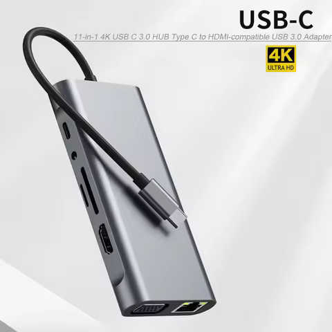 USB C HUB 4K 30Hz Type C to HDMI-compatible USB 3.0 Adapter 11 in 1 Type C HUB Dock PD 87W USB C Spl
