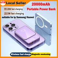 20000mAh Magnetic Power Bank 22.5W Fast Charging PD20W Wireless Powerbank Lightweight Portable For iphone Samsung Huawei