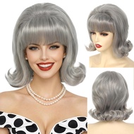 Blonde Short Bob Wig with Bangs for Women 60s 70s Retro Beehive Bouffant Wigs Vintage Costume Wig fo
