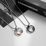 Three-Ring Pendant Interlocking Cold Style Titanium Steel Necklace Trendy Men's Accessories 6DZS
