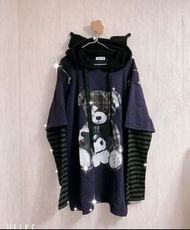 Noemie x Kuromi 紫黑拼色地雷系印花衛衣one piece