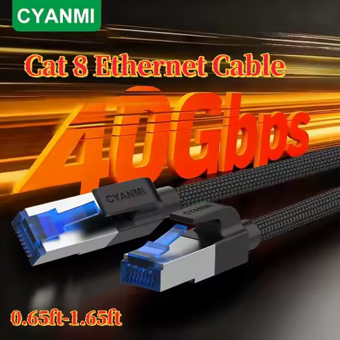 CYANMI Cat 8 Ethernet Cable 100FT, High Speed Braided 40Gbps 2000Mhz Network Cord RJ45 Cat8 Cat7 cat