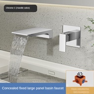 Widen Waterfall Bathroom Faucet Wall Mounted Black Basin Faucet Hot and Cold Water Mixer Tap with Co