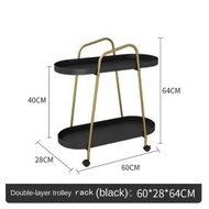 ONE - 北歐沙發邊桌移動帶輪式推車側櫃 (黑色)