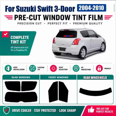 For Suzuki Swift 3-Door 2004-2010 Precut Tint Film Premium Front & Rear Window Custom Cut Kit