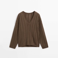 Genuine Massimo Dutti Md Womens Relaxed Sense Of Leisure Lazy Style Academic Style V-neck Wool Twist