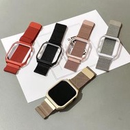米蘭尼斯錶帶 適用於Apple Watch 40 44mm 金屬錶帶+錶殼 iWatch SE 6 5 4 不鏽鋼一體殼