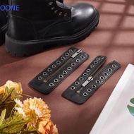 OONE Leather Lace-Up Boots with Zipper Inserts - Black 8-Hole Shoe Laces