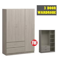 3 Doors With 2 Drawers Standalone Wardrobe / Open Door Wardrobe (Free Installation)